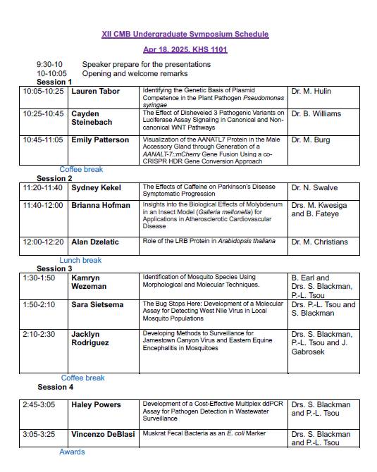 CMB Symposium Schedule